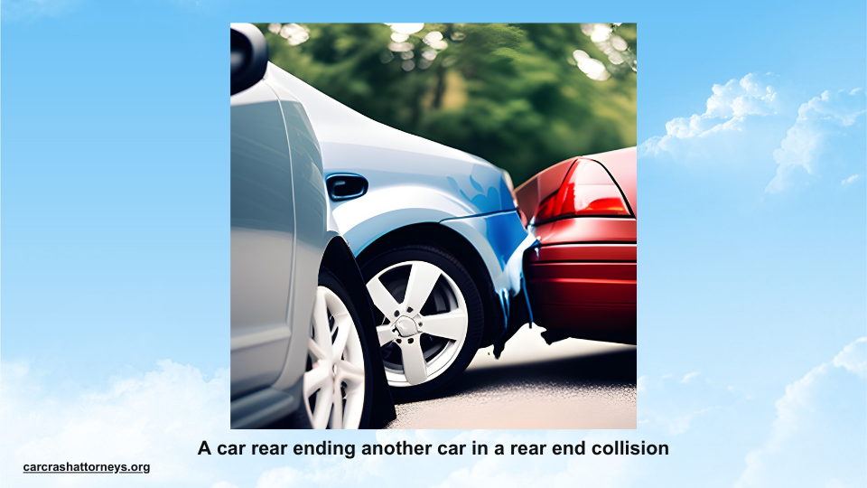 A car rear-ending another car in a rear end collision