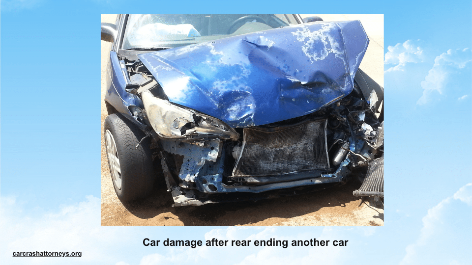 Car damage after rear-ending another car