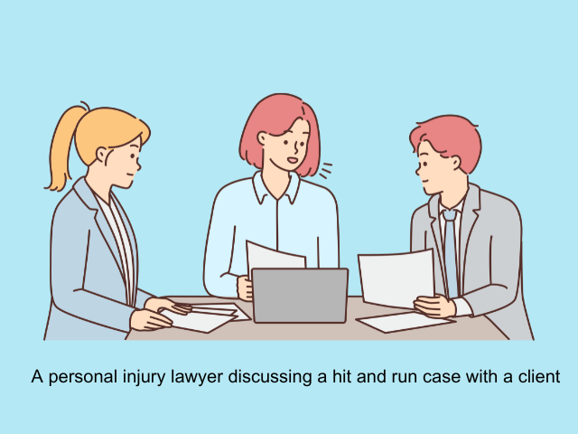 A personal injury lawyer discussing a hit and run case with a client