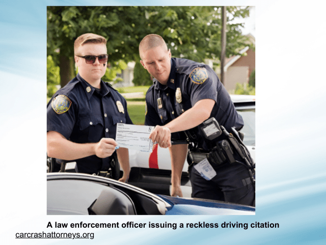A law enforcement officer issuing a reckless driving citation
