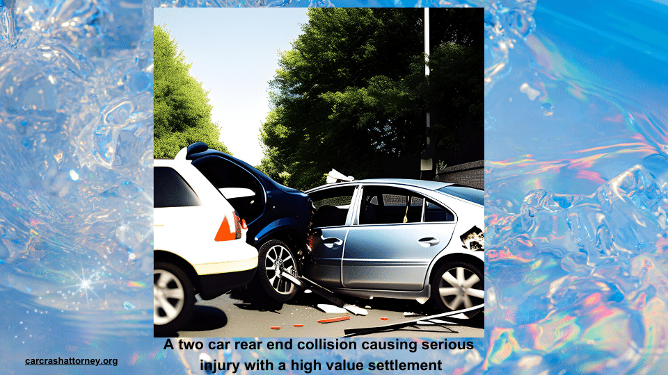 A two car rear end collision causing serious injury with a high value settlement