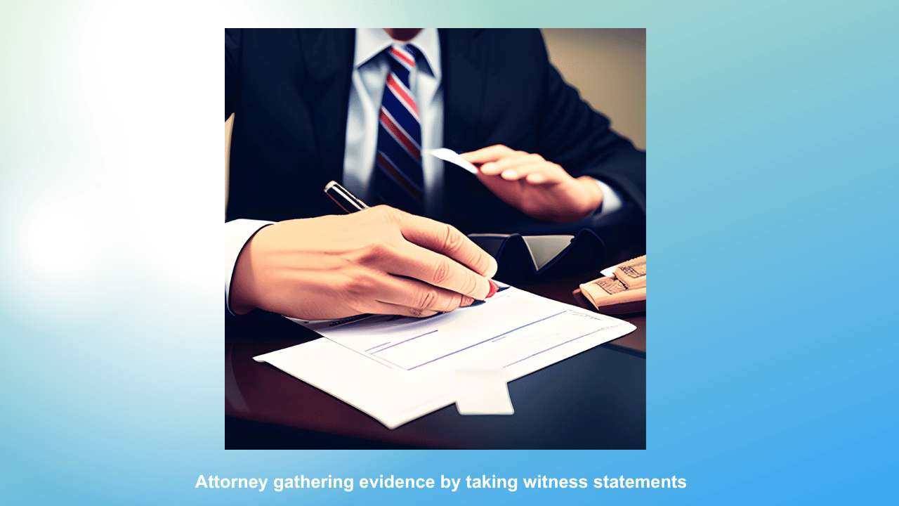                                          Attorney gathering evidence by taking witness statements.