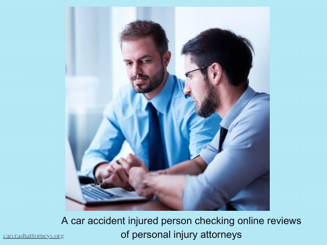 A car accident injured person checking online reviews of personal injury attorneys