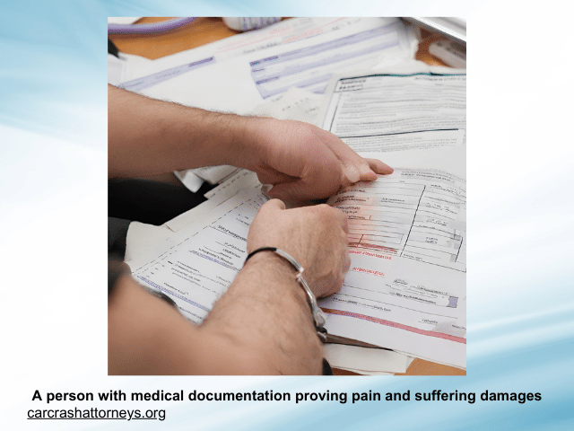 A person with medical documentation proving pain and suffering damages