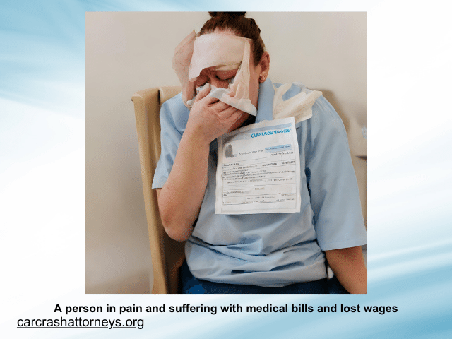A person in pain and suffering with medical bills and lost wages