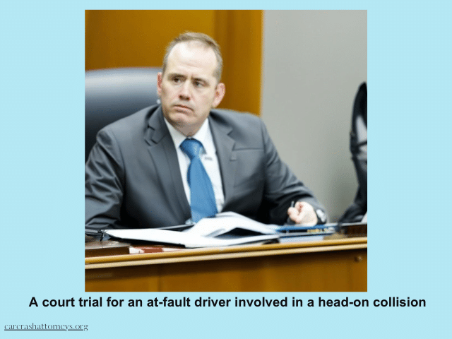 A court trial for at-fault driver involved in a head-on collision