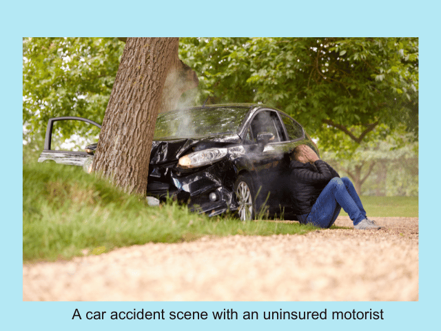 A car accident scene with an uninsured motorist