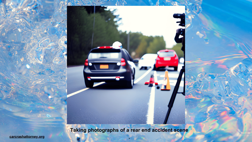 Taking photographs of a rear-end accident scene.