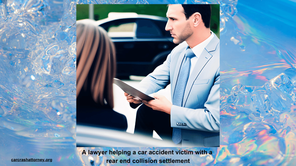 A lawyer helping a car accident victim with a rear-end collision settlement