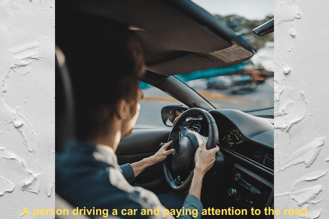 A person driving a car and paying attention to the road